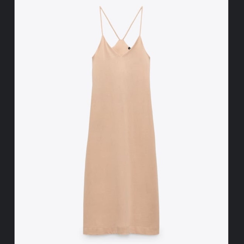 nude zara basic dress in M